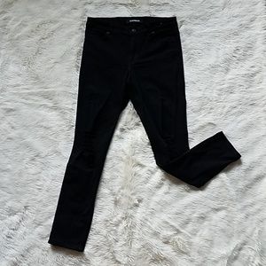 Express Distressed Knees High Waisted Black Jeans